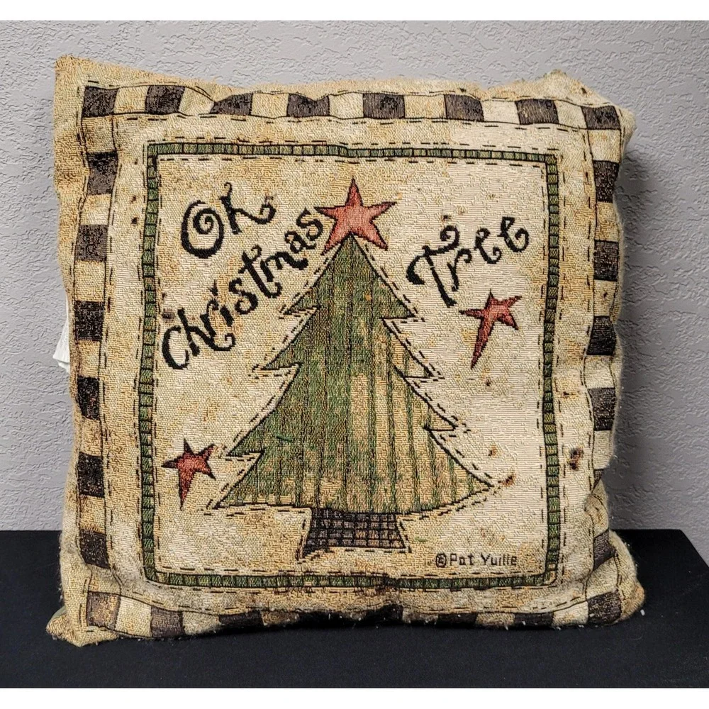 3 Christmas Pillows Pat Yuille Designs Snowman, Santa, Christmas Tree - Read